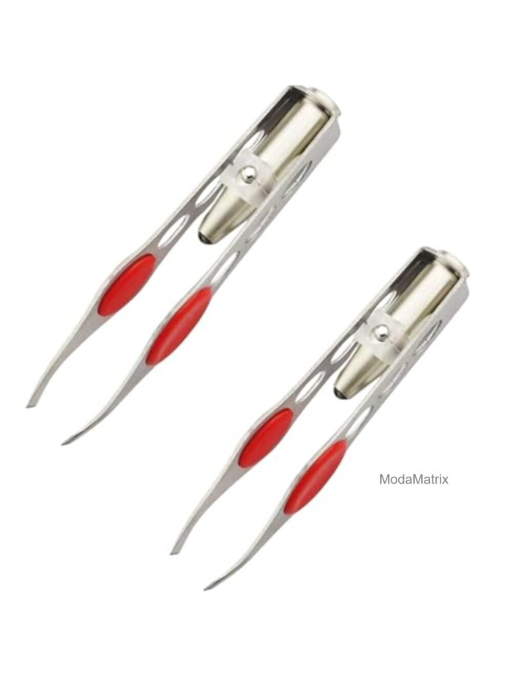 2Pc LED Light Tweezers Stainless Steel Hair Removal Eyebrow Precision